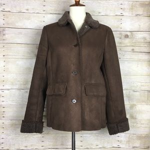 Lands’ End Brown Faux Shearling Coat Sz. 6-8
